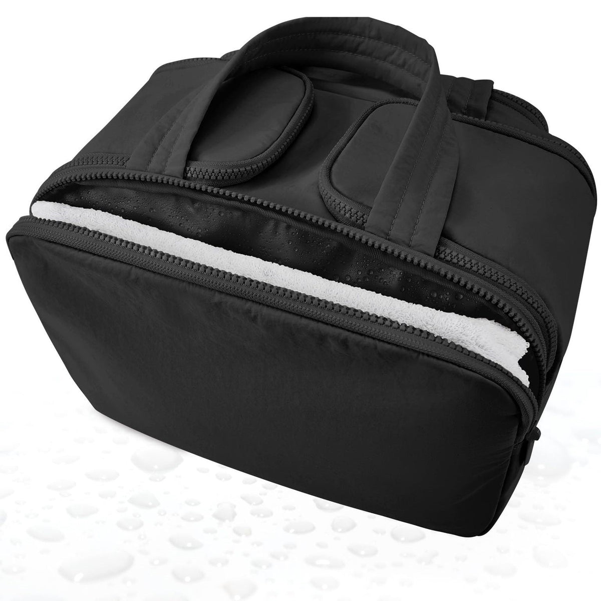 Large wide-open travel makeup bag