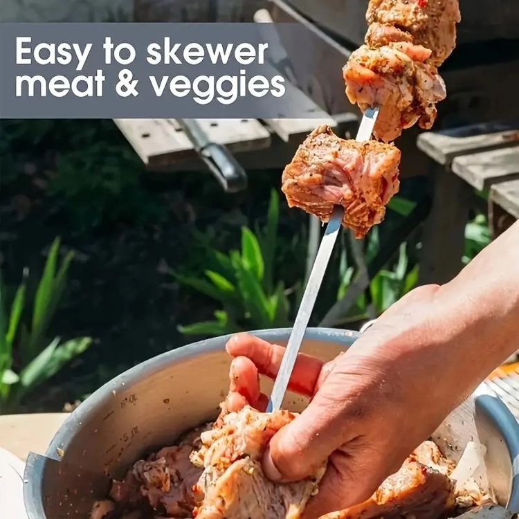 Stainless Steel BBQ Tools Grill Skewers 10 Pieces
