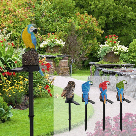 Garden Eagle Owl Parrot Statue LED Solar Light Outdoor Waterproof Lawn Lamp