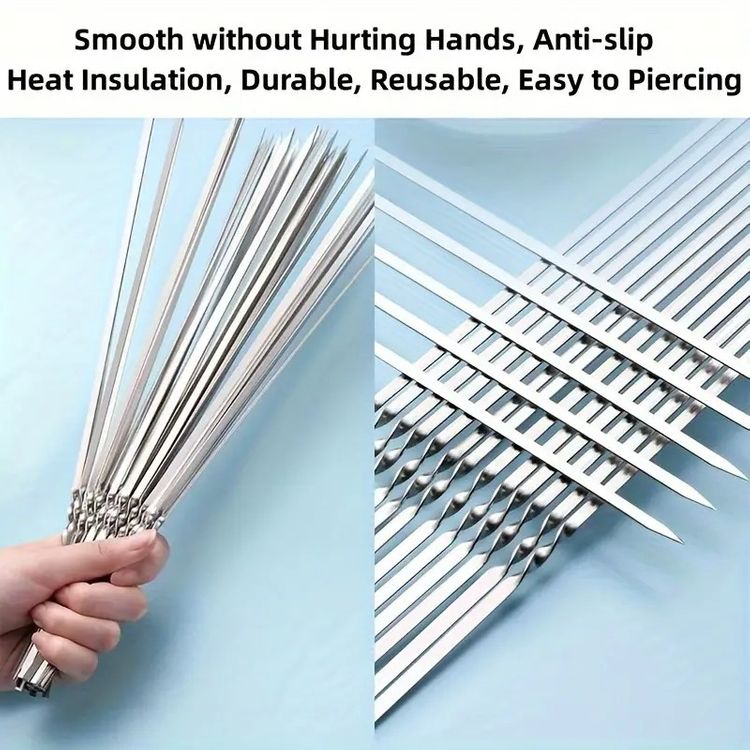 Stainless Steel BBQ Tools Grill Skewers 10 Pieces