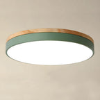 Wooden Round Shape Flush Ceiling Light | LED. Solid Wood & Iron for Living Room. Dining Room & Hallway