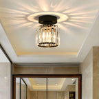 Modern Crystal Ceiling Light with Gold and Black Accents – Stylish Lighting for Your Home