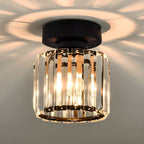 Modern Crystal Ceiling Light with Gold and Black Accents – Stylish Lighting for Your Home