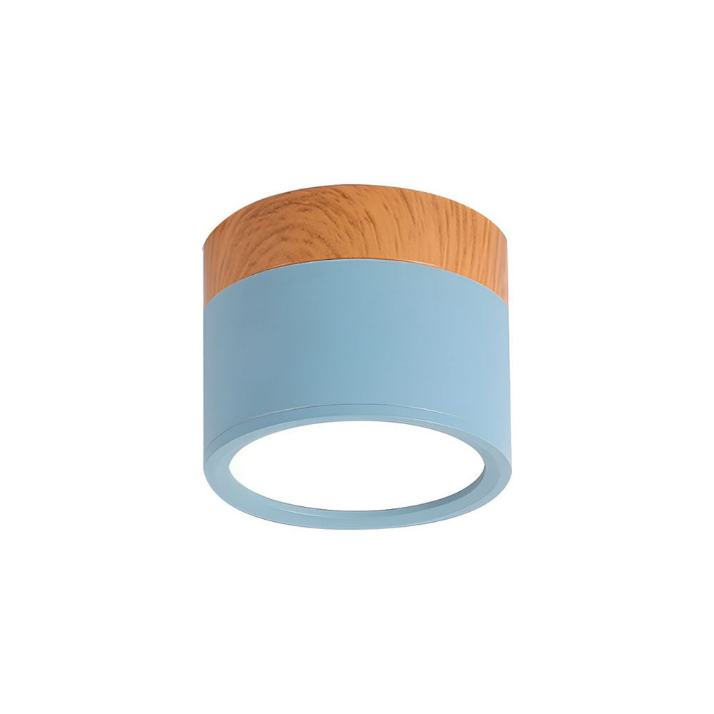 Ceiling Light with Pink Flush Wood Finish