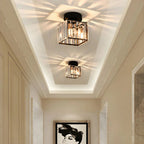 Modern Crystal Ceiling Light with Gold and Black Accents – Stylish Lighting for Your Home