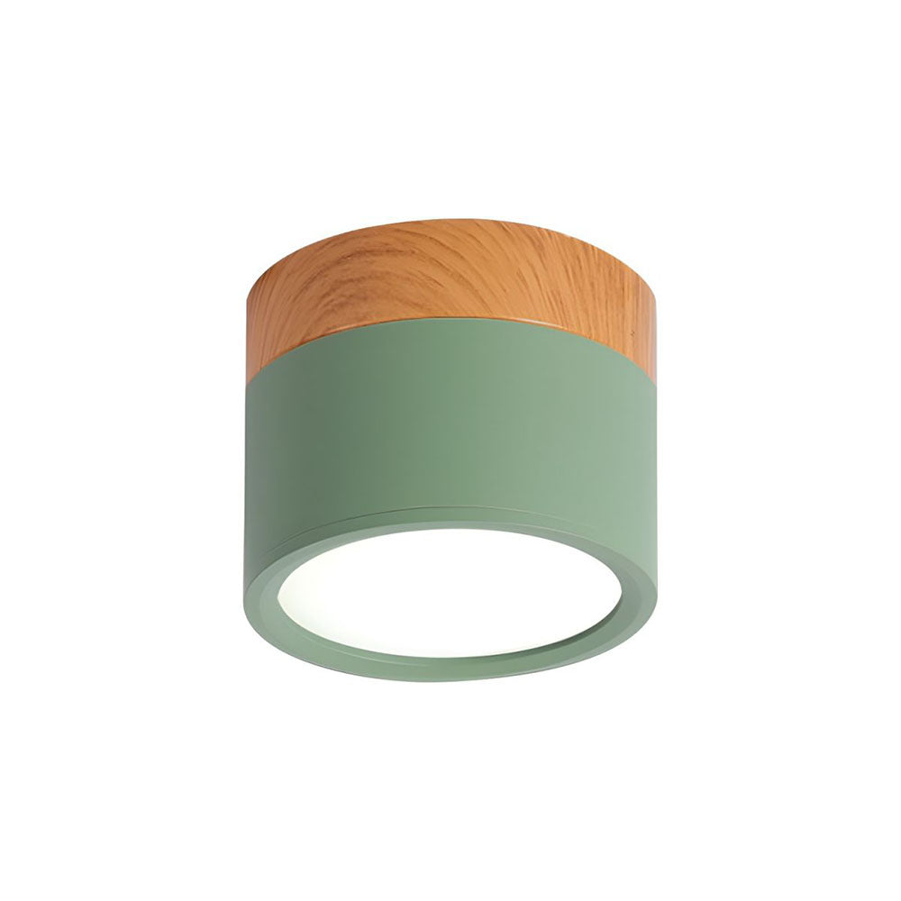 Ceiling Light with Pink Flush Wood Finish