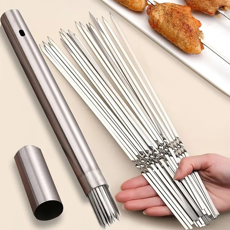 Stainless Steel BBQ Tools Grill Skewers 10 Pieces
