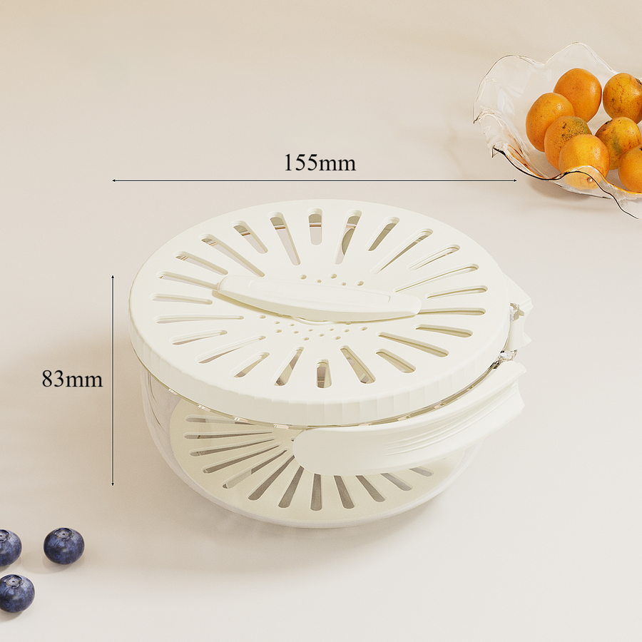 Foldable Quick-Drain Basket with Rotating Lid