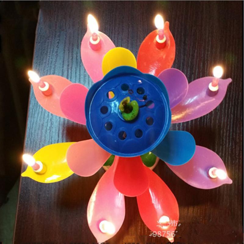 Rotating Lotus Cake Candle