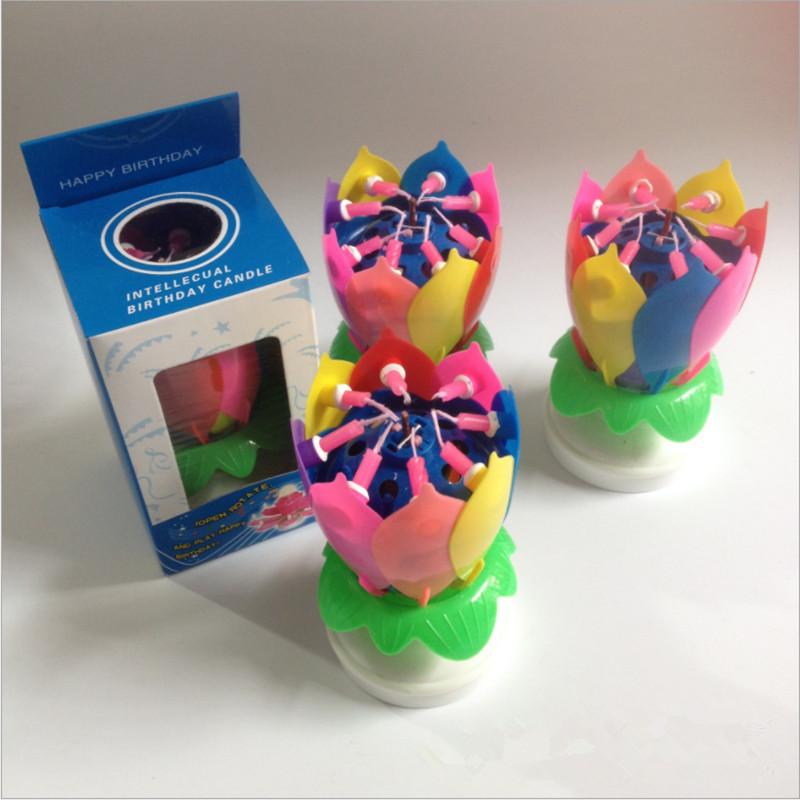 Rotating Lotus Cake Candle