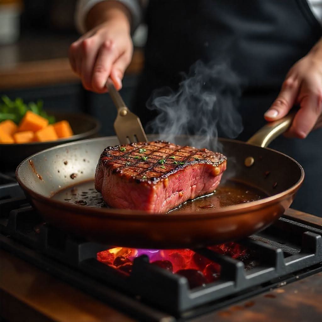 Professional copper pan with non-stick coating & perfect heat distribution
