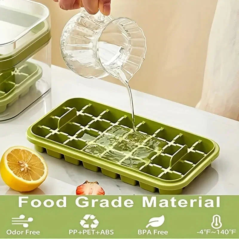 101oz. Ice Cube Tray Set - 64 Piece Silicone Ice Cube Tray with Lid & Container
