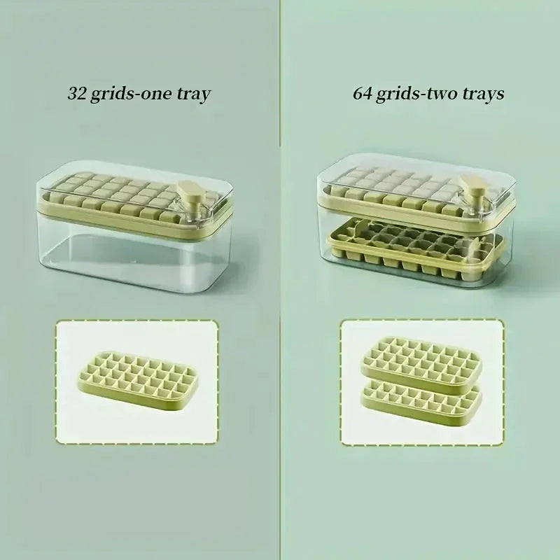 101oz. Ice Cube Tray Set - 64 Piece Silicone Ice Cube Tray with Lid & Container