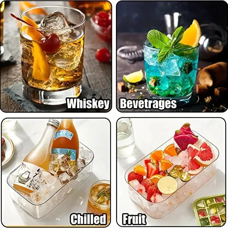 101oz. Ice Cube Tray Set - 64 Piece Silicone Ice Cube Tray with Lid & Container