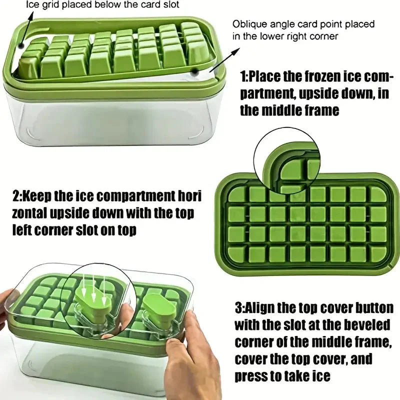 101oz. Ice Cube Tray Set - 64 Piece Silicone Ice Cube Tray with Lid & Container