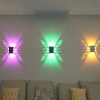 Modernist LED Wall Lamp Chrome Hollow Butterfly Wall Lamp with Aluminium Shade, Red/Blue/Purple Light