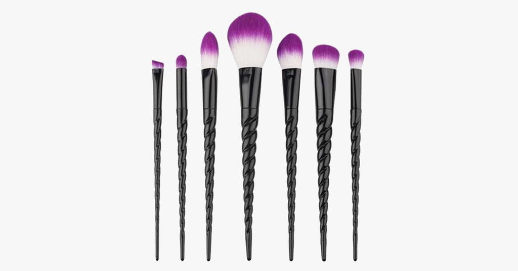 Black Unicorn Makeup Brush Set with 7 Brushes – For the Perfect Blending