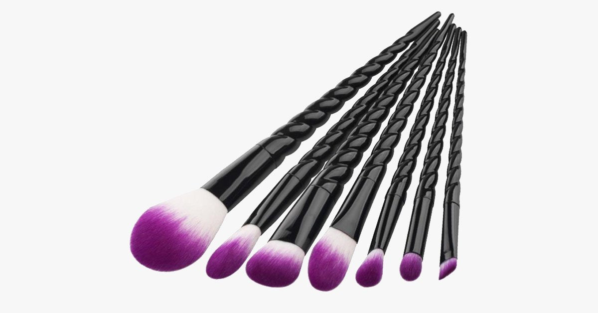 Black Unicorn Makeup Brush Set with 7 Brushes – For the Perfect Blending