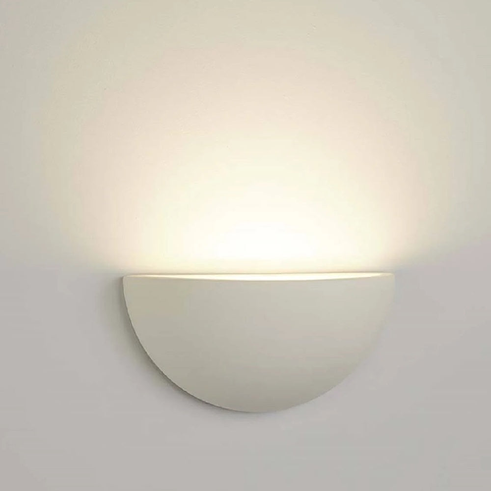 White Plaster Vintage Half-Round Half-Moon Paintable Wall Spotlight 30cm