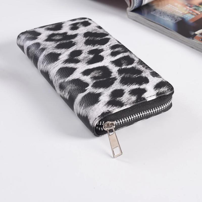 Classic wallet with leopard pattern for women