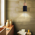 Pendant Light Modern Wood Black Cylinder Fixture