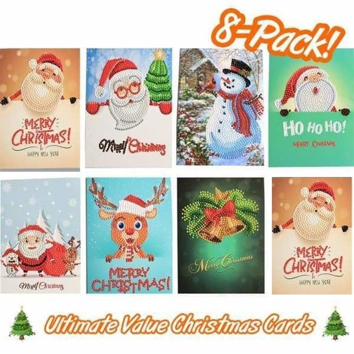 5D Diamond Painting Christmas Cards New Arrival (8 Pack)
