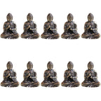 10 piece Miniature Brass Sitting Buddha Statue Figure for Travel Buddhism Worship Home Office Desk Decoration