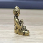 10 piece Miniature Brass Sitting Buddha Statue Figure for Travel Buddhism Worship Home Office Desk Decoration