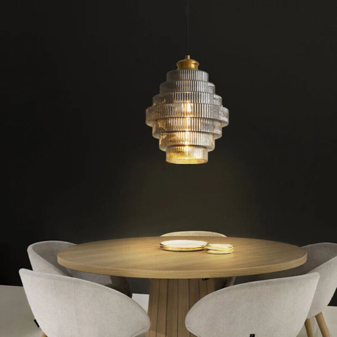 Retro Glass and Brass Pendant Lamp for Living Room or Dining Table