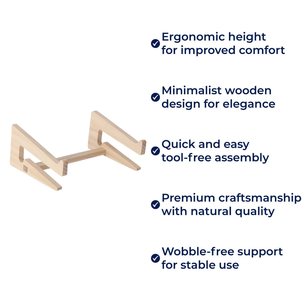 Ergonomic Neck Support – Ventilated Natural Wood – Prevents Overheating – Ideal for Home & Office Use