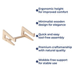 Ergonomic Neck Support – Ventilated Natural Wood – Prevents Overheating – Ideal for Home & Office Use
