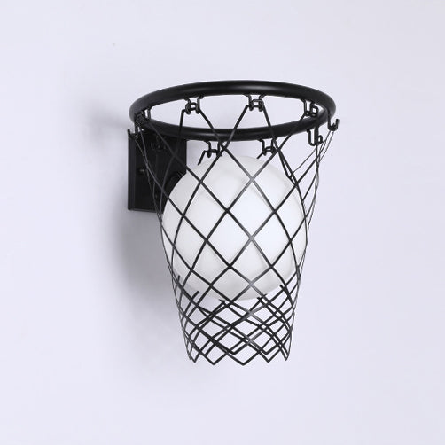 Slamora Children's Wall Light | Basketball Hoop Design | Glass & Metal | Art Deco Style | Bedroom Light