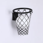 Slamora Children's Wall Light | Basketball Hoop Design | Glass & Metal | Art Deco Style | Bedroom Light