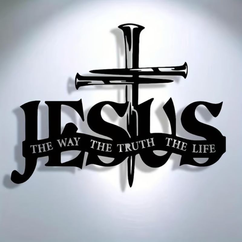 Jesus and cross metal silhouette wall decoration
