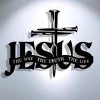 Jesus and cross metal silhouette wall decoration
