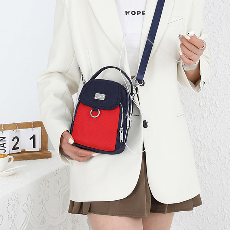 Women's Waterproof Nylon Shoulder Bag with Detachable Strap