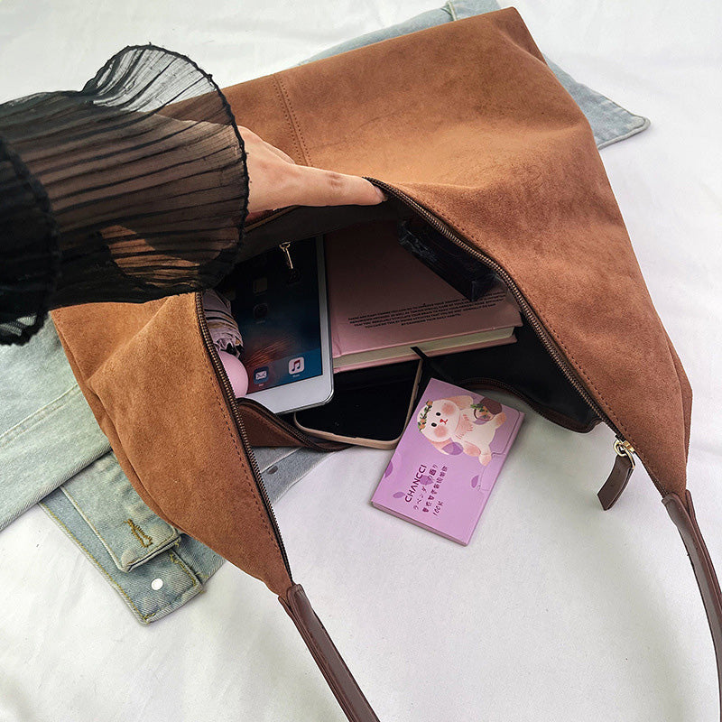 Suede messenger bag with large capacity