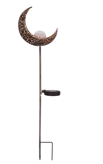 Solar Garden Light made of Metal – Waterproof LED Design in Moon, Flame, Sun or Star Shape