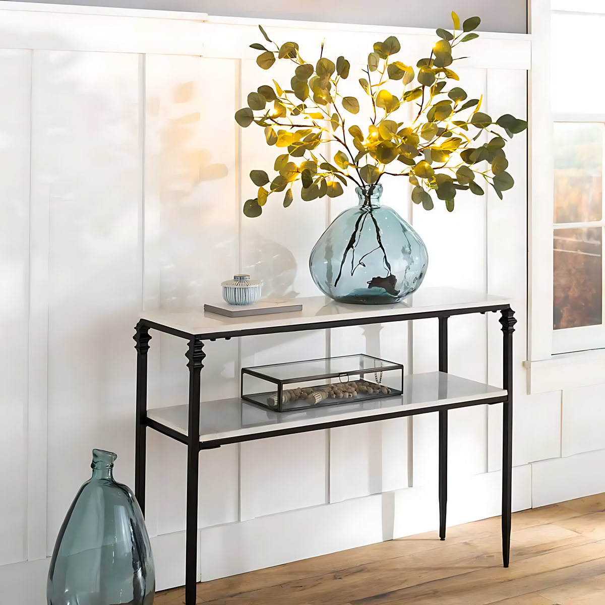 Battery-Operated Lighted Artificial Eucalyptus Garland or Branch Décor - Effortless ambiance for any occasion.