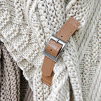 Triangular Knit Scarf with Leather Loop