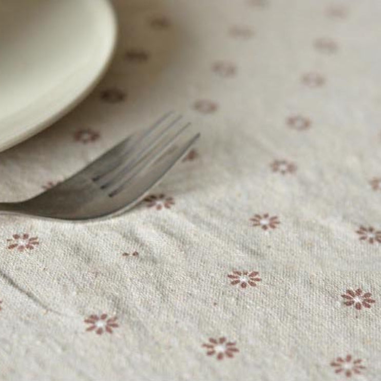 Daisy Print Cotton Linen Tablecloth