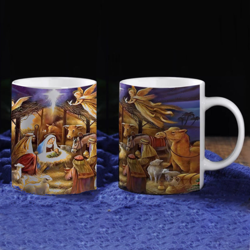 Vintage Christmas Nativity Scene Mug