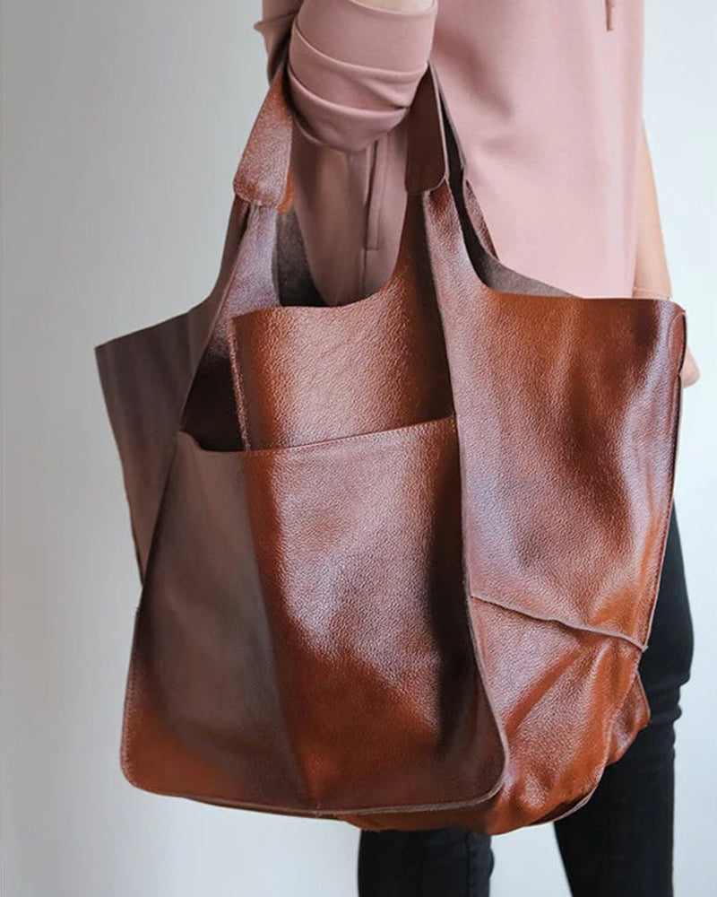Chic & Sustainable Leather Bag with Large Capacity - Elegant, Versatile Women's Handbag