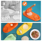 Dumpling mold with lever mechanism for quick and even dough pockets