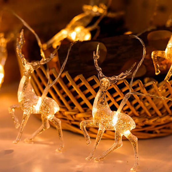 Battery-Powered Elk LED String Lights with Built-In LEDs and Multiple Lengths