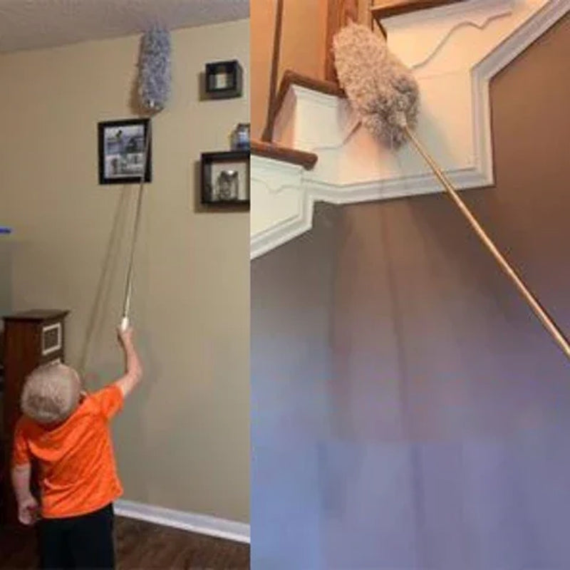 Extendable washable curved microfiber duster