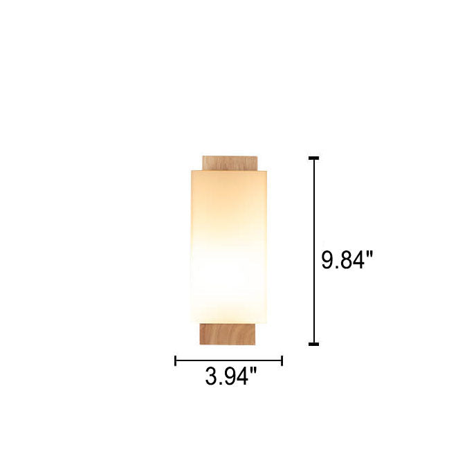 Modern minimalist solid wood square glass column 1-light wall sconces lamp