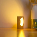 Japanese solid wood rectangular column LED night lamp USB table lamp