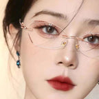 Fashionable rimless anti-blue light reading glasses