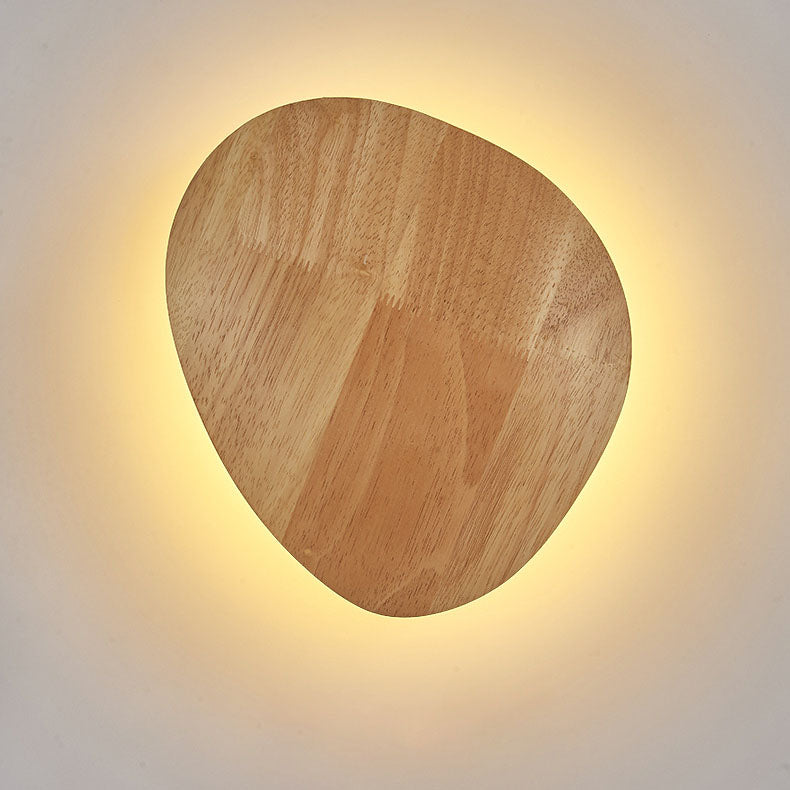 Modern Minimalist Round Irregular Oval Wood LED Wall Light Lamp for Living Room